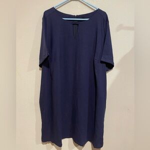 Women’s Navy Blue Linen blend shift dress